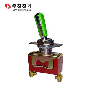 우진전기 토글 스위치 유지형 녹색 손잡이 WJT-2210CFG