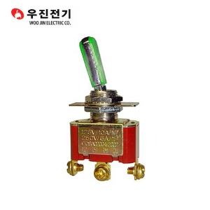 우진전기 토글 스위치 녹색 손잡이 WJT-3210CFG